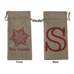 Snowflakes Large Burlap Gift Bag - Front & Back (Personalized)