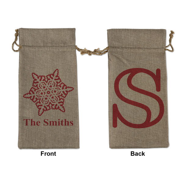 Custom Snowflakes Large Burlap Gift Bag - Front & Back (Personalized)