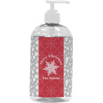 Snowflakes Plastic Soap / Lotion Dispenser (16 oz - Large - White) (Personalized)