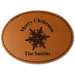 Snowflakes Faux Leather Iron On Patch - Oval (Personalized)