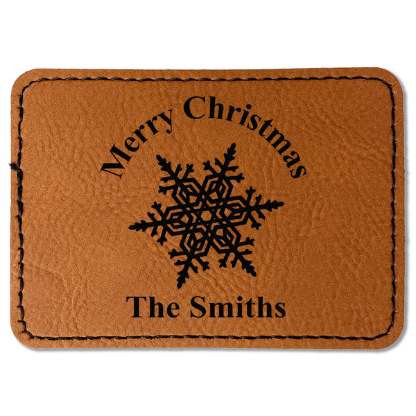 Custom Snowflakes Faux Leather Iron On Patch - Rectangle (Personalized)