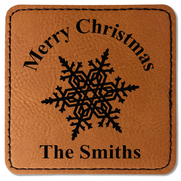 Custom Snowflakes Faux Leather Iron On Patch - Square (Personalized)