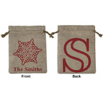 Snowflakes Medium Burlap Gift Bag - Front & Back (Personalized)