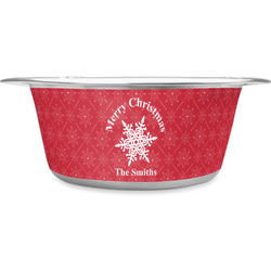 Snowflakes Stainless Steel Dog Bowl - Large (Personalized)