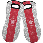 Snowflakes Neoprene Oven Mitts - Set of 2 w/ Name or Text