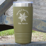 Snowflakes 20 oz Stainless Steel Tumbler - Olive - Double Sided (Personalized)