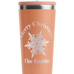 Snowflakes RTIC Everyday Tumbler with Straw - 28oz - Peach - Double-Sided (Personalized)