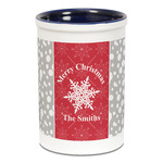 Snowflakes Ceramic Pencil Holders - Blue