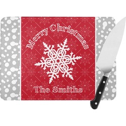 Snowflakes Rectangular Glass Cutting Board - Medium - 11"x8" (Personalized)