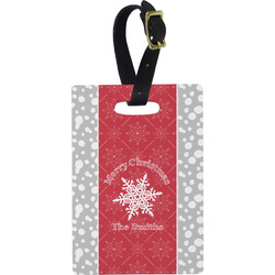 Snowflakes Plastic Luggage Tag - Rectangular w/ Name or Text