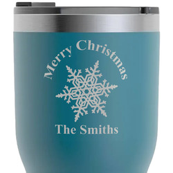Snowflakes RTIC Tumbler - Dark Teal - Laser Engraved - Double-Sided (Personalized)