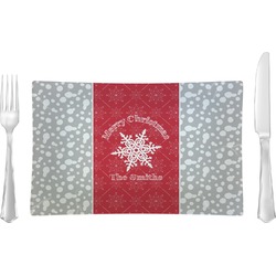 Snowflakes Glass Rectangular Lunch / Dinner Plate (Personalized)