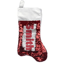 Snowflakes Reversible Sequin Stocking - Red (Personalized)