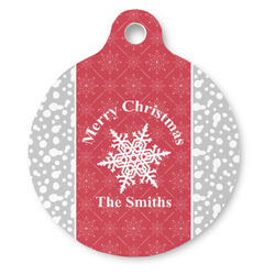 Snowflakes Round Pet ID Tag - Large (Personalized)