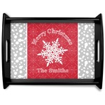 Snowflakes Black Wooden Tray - Large (Personalized)