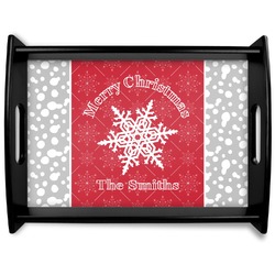 Snowflakes Black Wooden Tray - Large (Personalized)