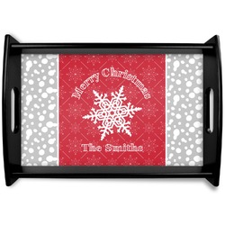 Snowflakes Black Wooden Tray - Small (Personalized)