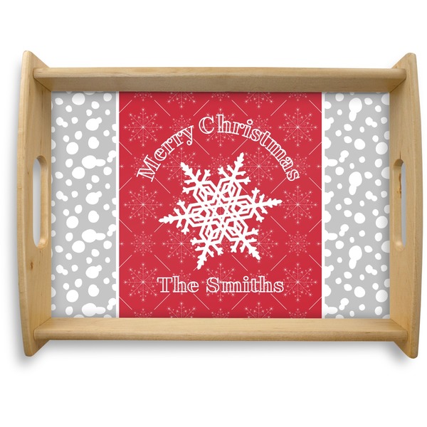 Custom Snowflakes Natural Wooden Tray - Large (Personalized)