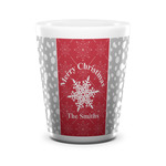 Snowflakes Ceramic Shot Glass - 1.5 oz - White - Single (Personalized)