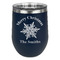 Snowflakes Stainless Wine Tumblers - Navy - Double Sided - Front