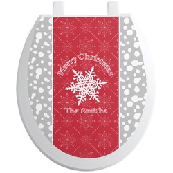 Snowflakes Toilet Seat Decal - Round (Personalized)