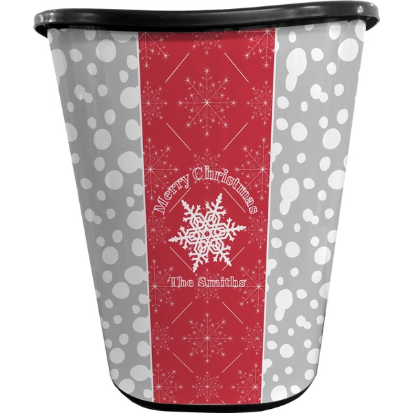 Custom Snowflakes Waste Basket - Double Sided (Black) (Personalized)