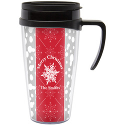 Snowflakes Acrylic Travel Mug with Handle (Personalized)