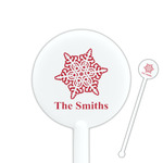 Snowflakes 5.5" Round Plastic Stir Sticks - White - Double Sided (Personalized)