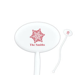 Snowflakes 7" Oval Plastic Stir Sticks - White - Double Sided (Personalized)