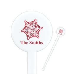 Snowflakes 7" Round Plastic Stir Sticks - White - Double Sided (Personalized)