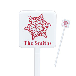 Snowflakes Square Plastic Stir Sticks - Double Sided (Personalized)