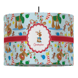 Reindeer 16" Drum Pendant Lamp - Fabric (Personalized)