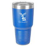 Reindeer 30 oz Stainless Steel Tumbler - Royal Blue - Single-Sided (Personalized)