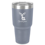 Reindeer 30 oz Stainless Steel Tumbler - Grey - Single-Sided (Personalized)