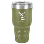 Reindeer 30 oz Stainless Steel Tumbler - Olive - Single-Sided (Personalized)