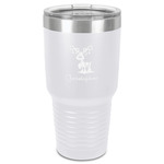 Reindeer 30 oz Stainless Steel Tumbler - White - Single-Sided (Personalized)