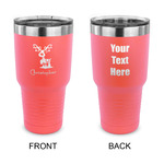 Reindeer 30 oz Stainless Steel Tumbler - Coral - Double Sided (Personalized)