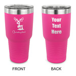 Reindeer 30 oz Stainless Steel Tumbler - Pink - Double Sided (Personalized)