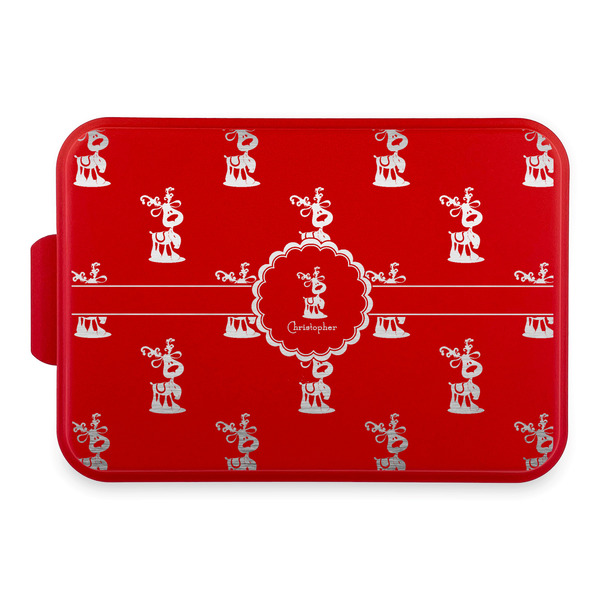 Custom Reindeer Aluminum Baking Pan with Red Lid (Personalized)