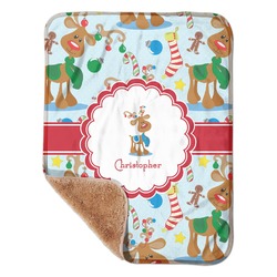 Reindeer Sherpa Baby Blanket - 30" x 40" w/ Name or Text