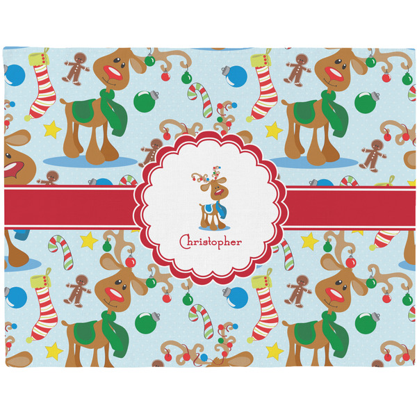 Custom Reindeer Woven Fabric Placemat - Twill w/ Name or Text
