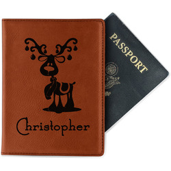 Reindeer Passport Holder - Faux Leather - Double Sided (Personalized)