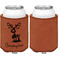 Reindeer Cognac Leatherette Can Sleeve - Single Sided Front and Back