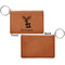 Reindeer Cognac Leatherette Keychain ID Holders - Front Apvl