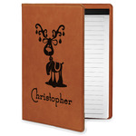 Reindeer Leatherette Portfolio with Notepad - Small - Double Sided (Personalized)