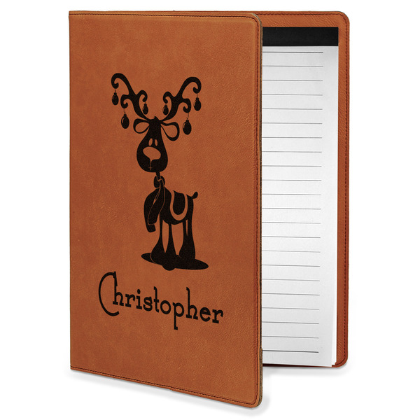 Custom Reindeer Leatherette Portfolio with Notepad - Small - Double Sided (Personalized)