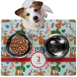 Reindeer Dog Food Mat - Medium w/ Name or Text