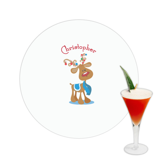 Custom Reindeer Printed Drink Topper -  2.5" (Personalized)