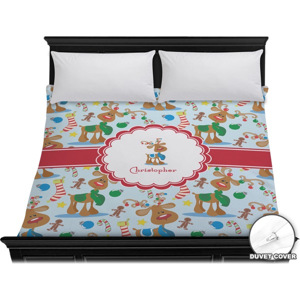 Custom Reindeer Duvet Cover - King (Personalized)