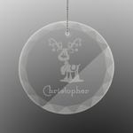 Reindeer Engraved Glass Ornament - Round (Personalized)